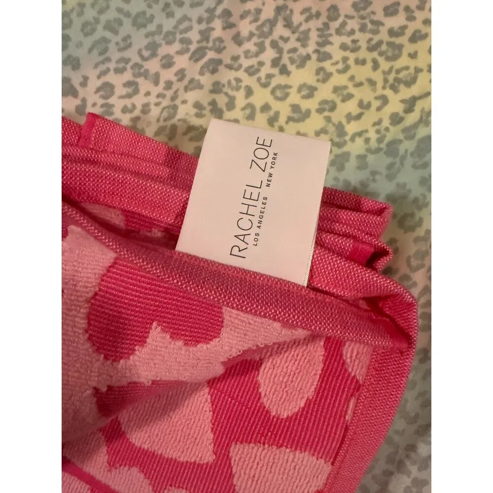 Rachel Zoe Pink Heart Kitchen Towels Set of 3 x 100% Cotton Quick Dry NWT